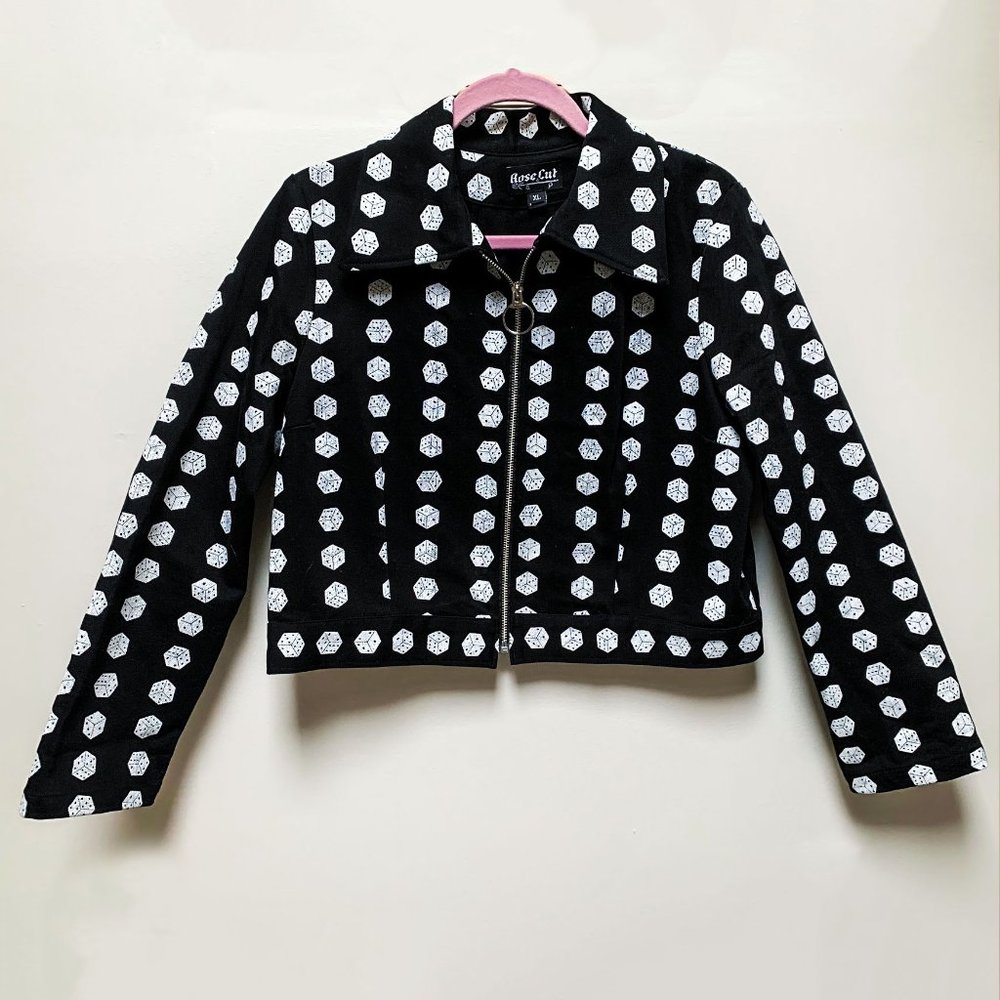 Rosecut  Cropped Printed Tumbling Dice Jacket RARE